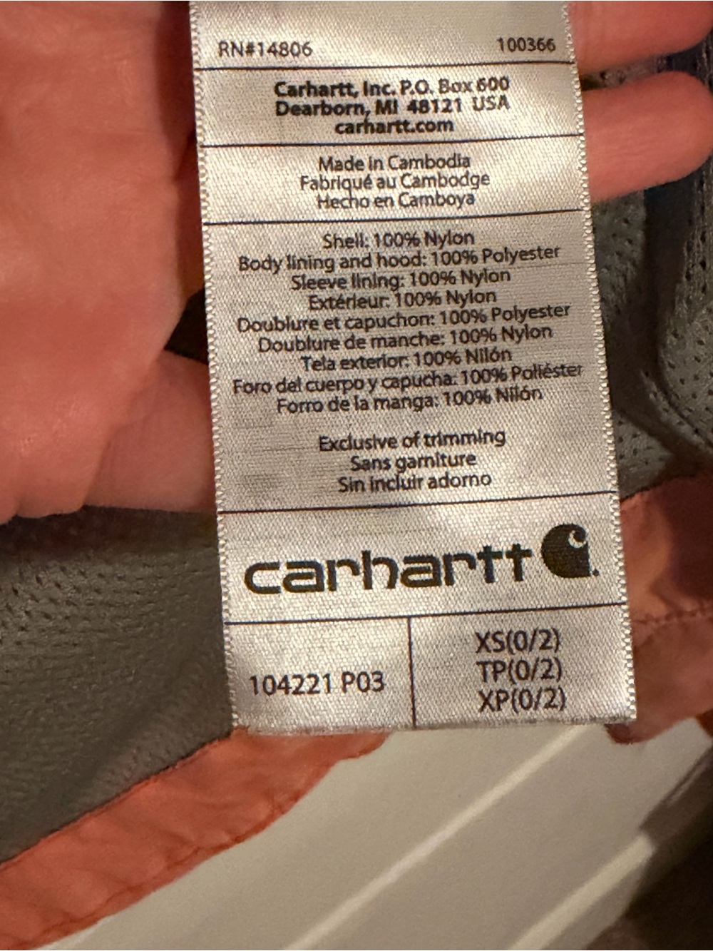 Carhartt Rockford Rain Coat for Women [Pink XS] - Picture 7 of 7